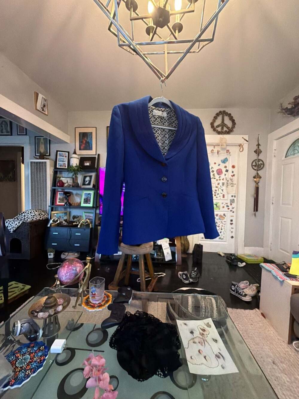 Tahari Arthur S. Levine Royal Blue Shawl Collar Two-Button Blazer Jacket